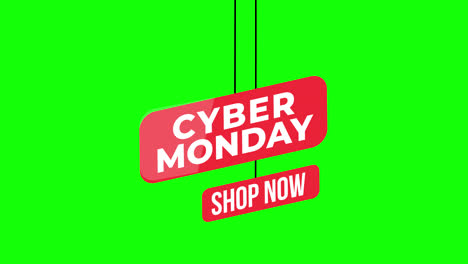 Cyber-Monday-Sale-badge-hanging-with-rope.-paper-tag-label-with-Alpha-Channel-transparent-background.